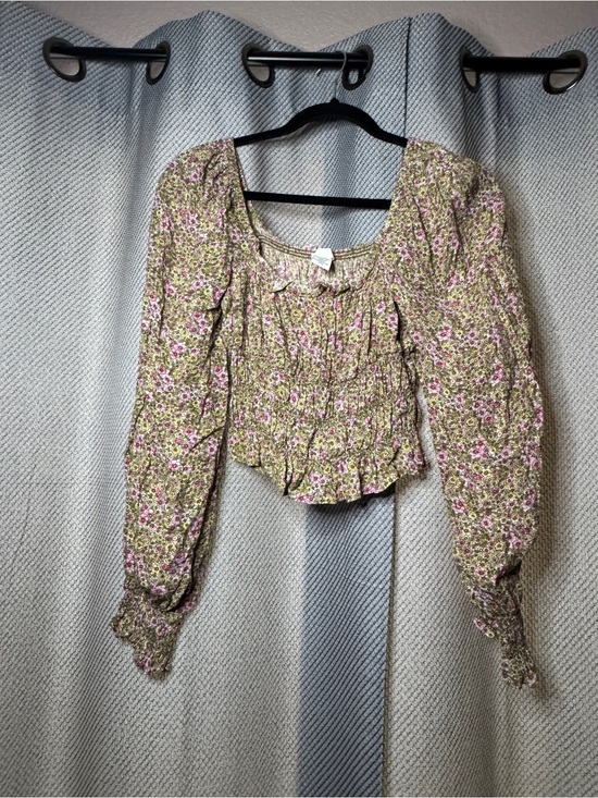 H&M Tops - H&M Yellow & Pink Long Sleeve Floral Blouse
